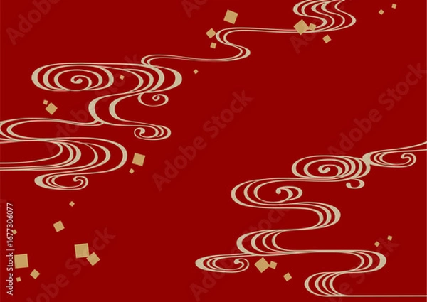 Obraz 伝統的な和柄の背景素材。日本の紋様素材。流水紋、流水、水。