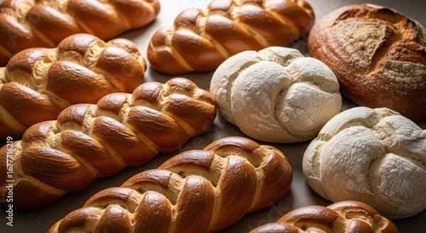 Obraz Easter baking, Golden braided bread