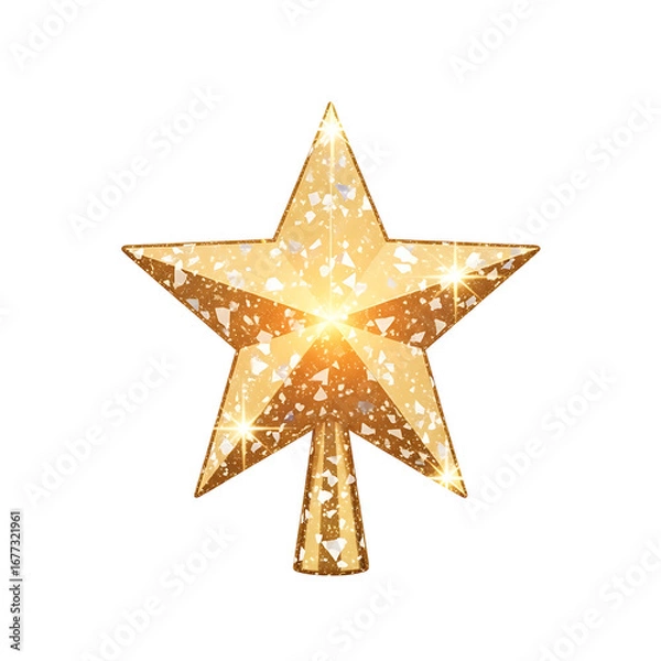 Fototapeta Elegant Gold Star Topper with Sparkling Texture on a transparant Background