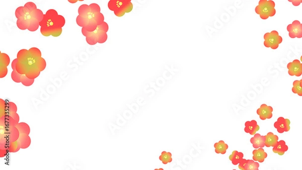Fototapeta 梅の花びらが舞い落ちるイラスト