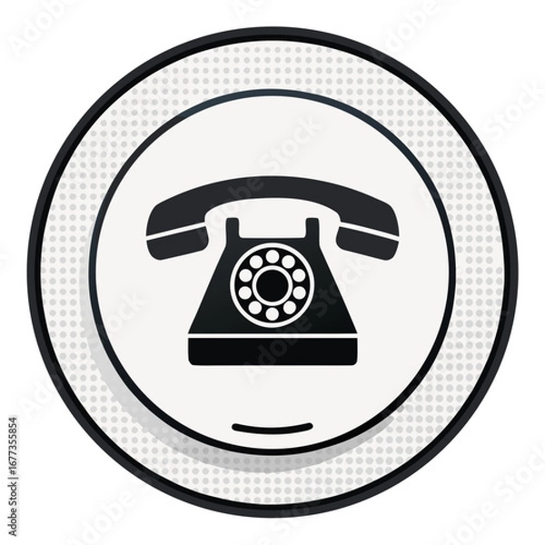 Fototapeta Phone Icon in a Circle, Black on transparent background, and a phone on a white background