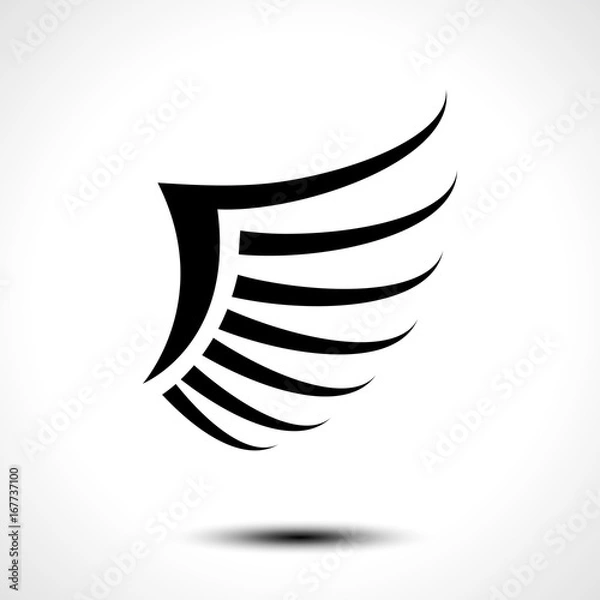Obraz Wing icon isolated on white background. Vector illustration 