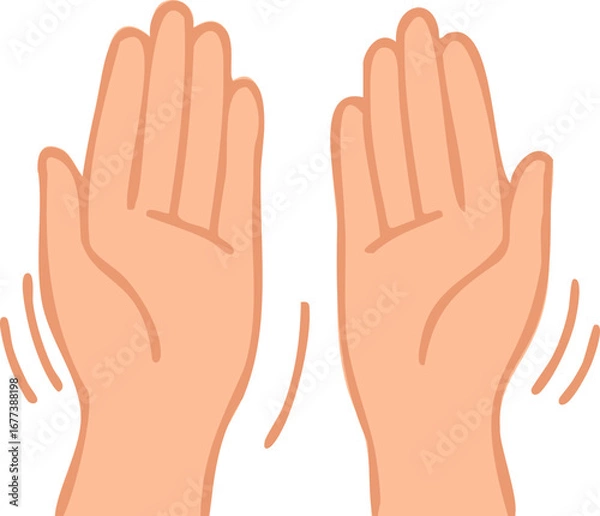 Fototapeta This is a flat vector illustration of two raised hands with shaking motion lines, representing hand tremors often associated with Parkinson’s disease or other neurological conditions.