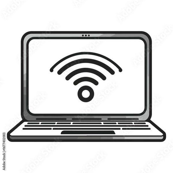 Fototapeta  vector illustration laptop with Wi-Fi symbol on screen