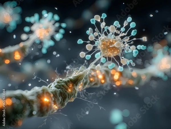 Obraz Biology Microscopic World: Colorful Microbes