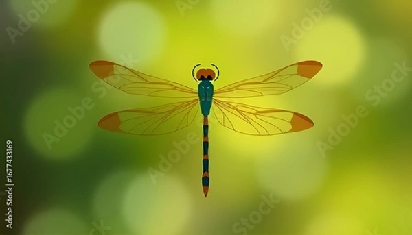 Fototapeta Geometric Dragonfly A dragonfly shape using geometric forms