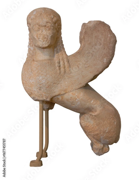 Fototapeta Marble statue of a sphinx, Attica, Greece (570-550 BC)