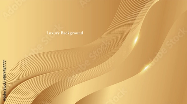 Fototapeta Luxury Cream Background with gold line and shiny