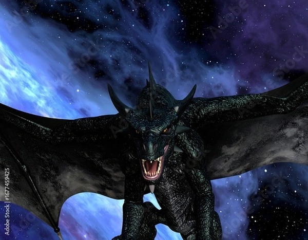 Obraz Black dragon in space