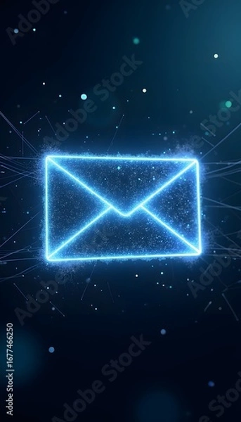Fototapeta Glowing blue email symbol with circuits
