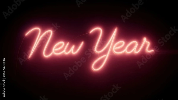 Obraz New Year neon sign on dark background