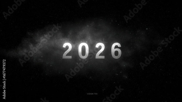 Obraz 2026 text with smoke effect on black background