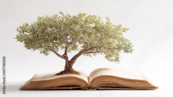 Obraz Tree growing from open book, knowledge concept