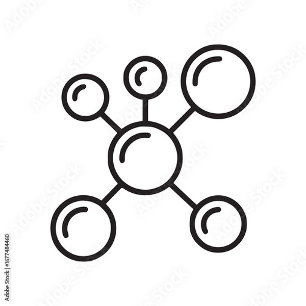 Obraz A simple black and white line drawing of a molecule structure on a white background in a square format