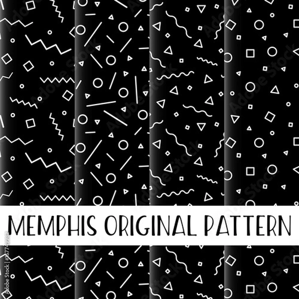 Obraz Memphis geometric shapes seamless pattern pack