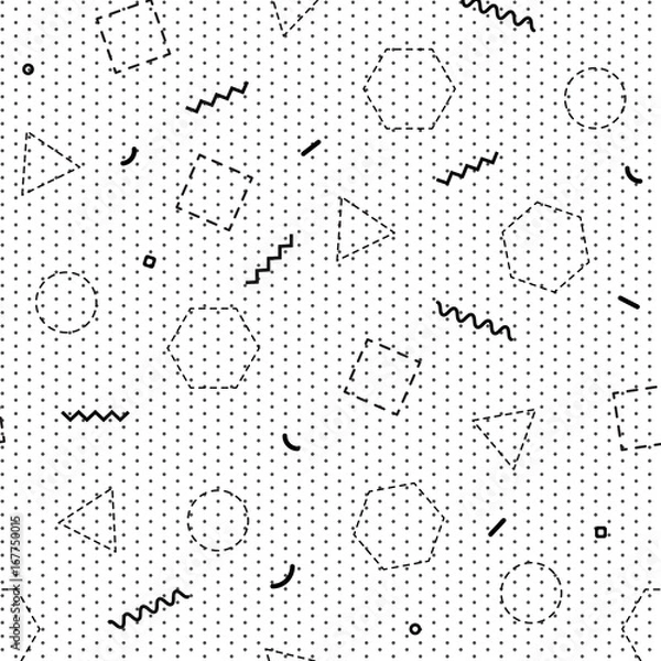 Obraz Black and white memphis collection seamless pattern 