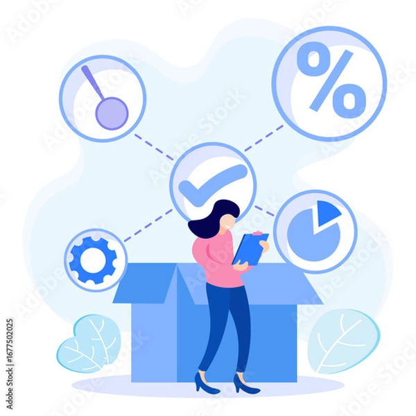 Fototapeta Illustration vector graphic cartoon character of quality control