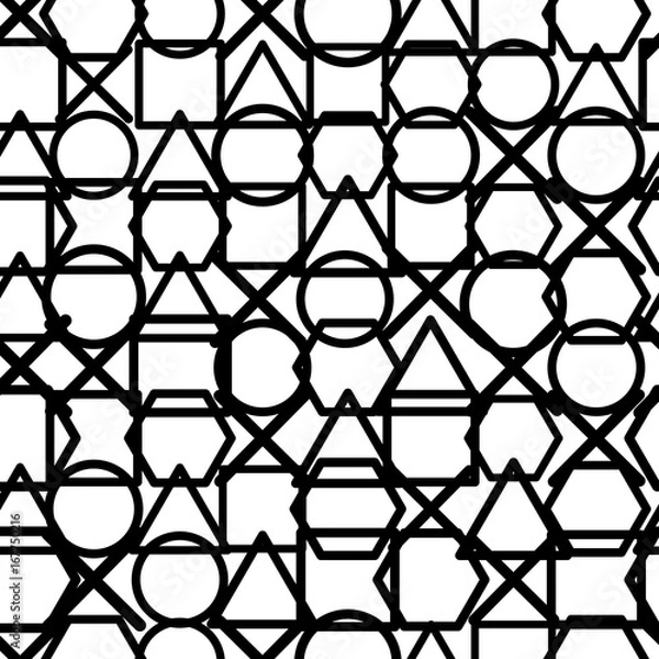 Obraz Memphis geometric, overlapping geometric shapes texture seamless pattern 