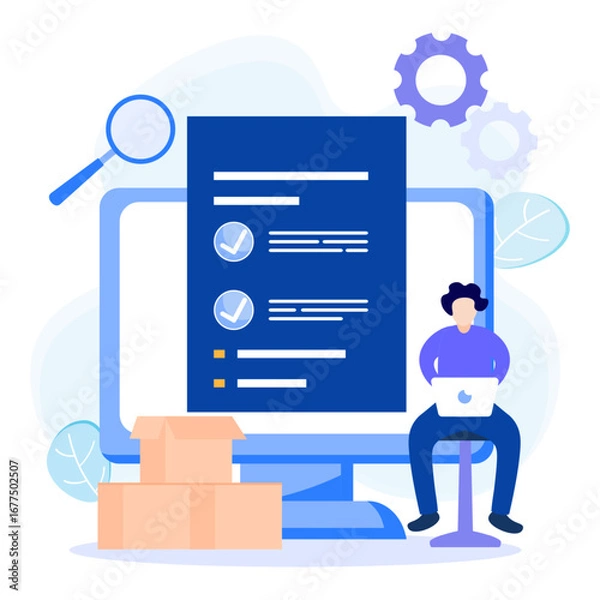 Fototapeta Illustration vector graphic cartoon character of quality control