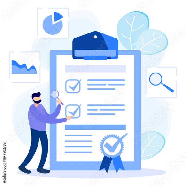 Fototapeta Illustration vector graphic cartoon character of quality control