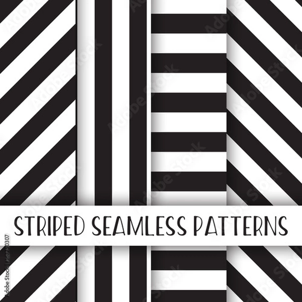 Obraz Black and white striped seamless pattern pack 