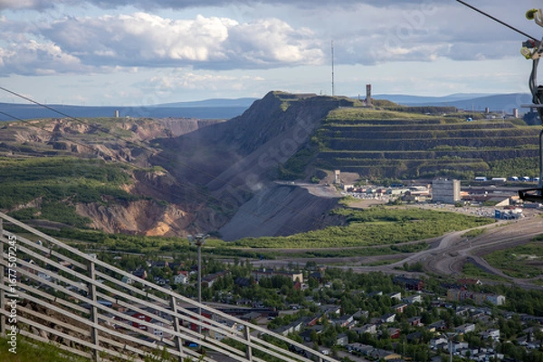 Obraz Panoramic view of central Kiruna with the LKAB mining area in the background in Norrbotten County Sweden
