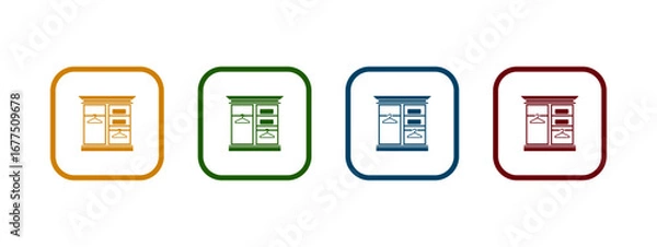 Fototapeta wardrobe icon vector illustration. wardrobe icon in different color design.