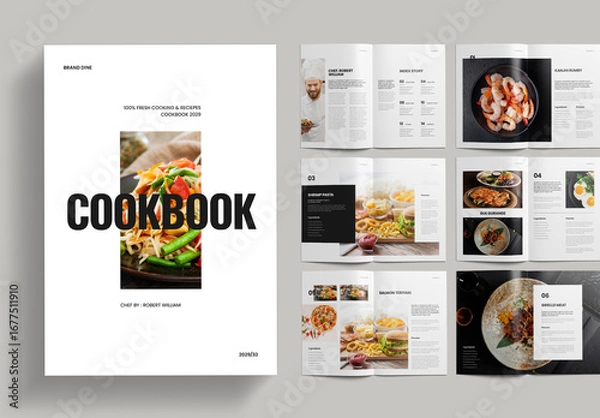 Fototapeta Cookbook Recipe Book Layout
