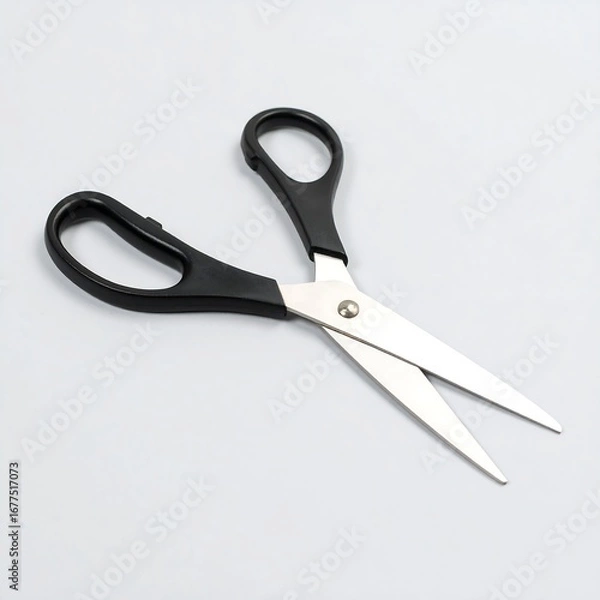Obraz Black scissors on a light background