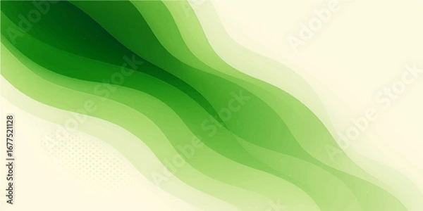 Fototapeta Abstract colorful background with green wavy lines and light, a dynamic energy template for modern design