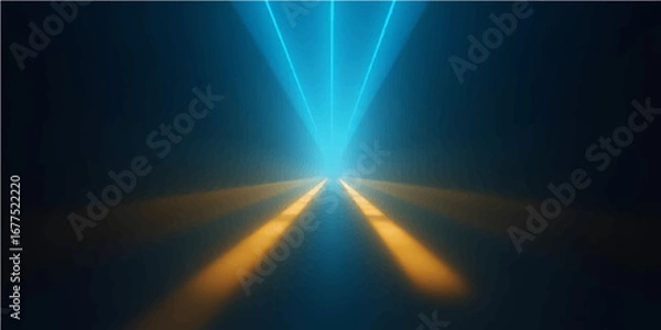 Fototapeta Bright light rays flash through dark space, creating a motion blur effect