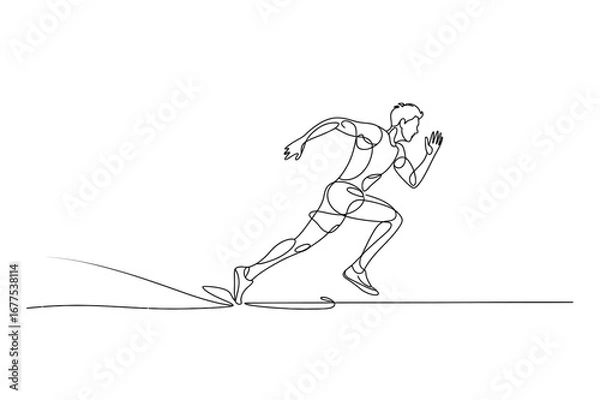 Fototapeta One Line Drawing of a Person Running | Vector Illustration for a Sport and an Exercise.