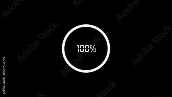 Obraz A glowing white circle with the text 100 percent illuminated inside on a stark black background