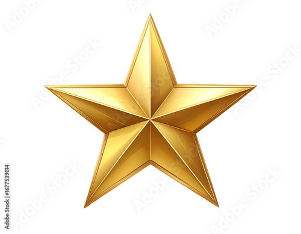 Obraz Sparkling Gold Star with Glitter Effect, Isolated on Transparent Background