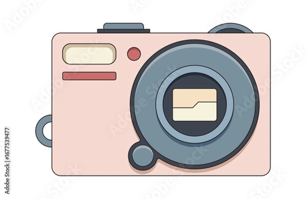 Fototapeta portative camera. photography technology recording filming devices element. vector cartoon object.