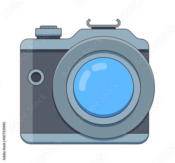 Fototapeta portative recording camera. filming devices element, photography technology recording. vector cartoon object.