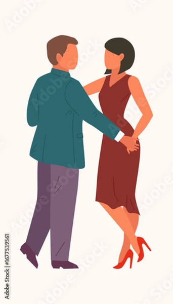 Fototapeta characters dancing. happy cartoon people listening music and dance from joy and fun, disco enjoy party. vector cartoon characters.