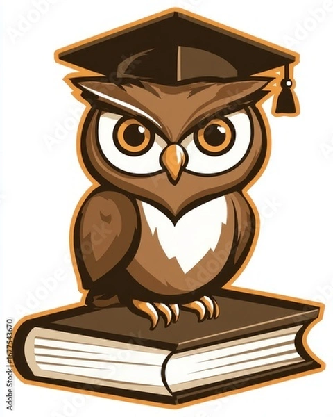 Fototapeta Day of Knowledge  icon wise owl on book