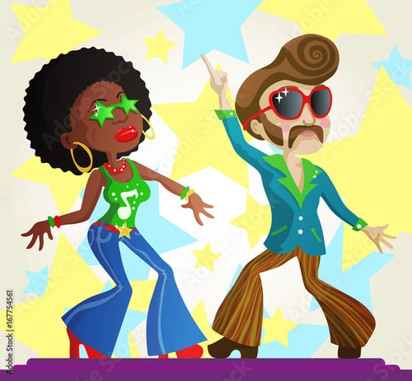 Obraz Disco dancers, vector illustration