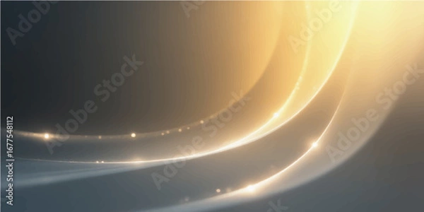 Fototapeta Abstract golden wave design with light and colorful glowing lines