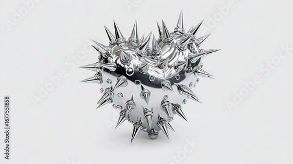 Fototapeta A bold spiked heart icon with a gothic edge, presented on a transparent background, ideal for digital art, tattoo designs, and dark aesthetic themes.