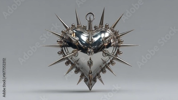 Fototapeta A bold spiked heart icon with a gothic edge, presented on a transparent background, ideal for digital art, tattoo designs, and dark aesthetic themes.