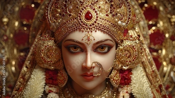 Fototapeta Sacred image of a beautifully decorated deity’s idol celebrating Shri Ram Navami, symbolizing devotion and tradition.