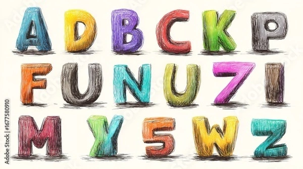 Fototapeta Colorful wooden numbers scattered on a dark background, perfect for educational materials or creative design use.