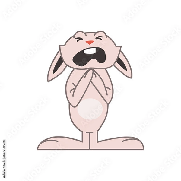 Fototapeta Cute pink bunny crying