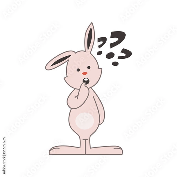 Fototapeta Cute pink bunny thinking