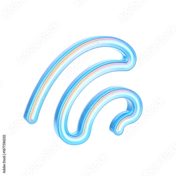 Fototapeta Abstract glowing blue wave shape isolated on transparent background