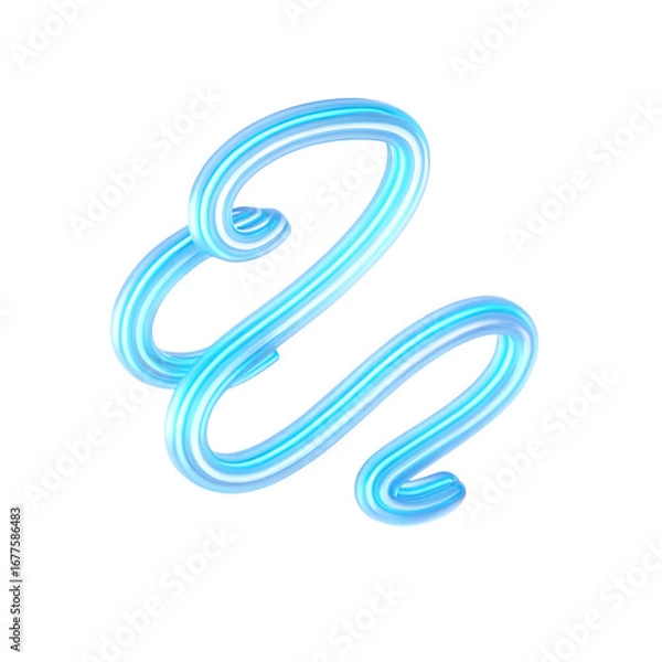 Fototapeta Abstract blue glowing swirl isolated on transparent background