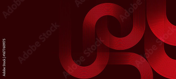 Obraz Red geometric abstract background with curved line patterns