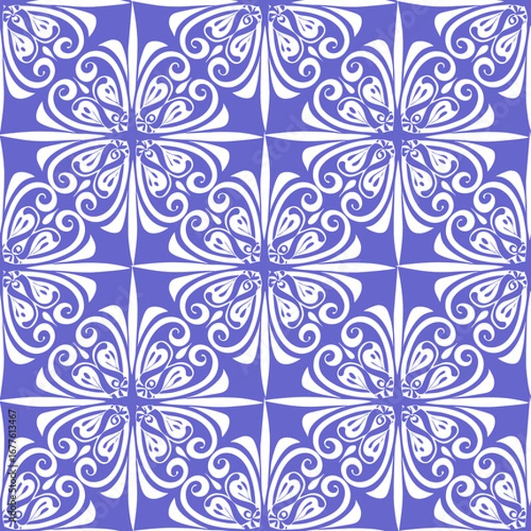 Fototapeta simple seamless abstract blue and white pattern, texture